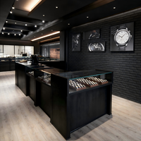 Lemari Display Ponsel & Jam Tangan Modern dari Baja Anti Karat & Kaca, Putar, dengan Lampu LED untuk Kios Periklanan Showroom