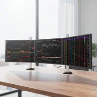Support triple moniteur inclinable 15° avec fixation par pince en C, capacité de charge 8 kg, support d'écran 32 pouces, en alliage d'aluminium, VESA 75/100 mm, en stock