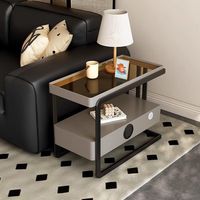 Ensemble de rangement pour salon, style italien moderne minimaliste, cadre en bois, dessus en verre, multifonctionnel, pour petit espace