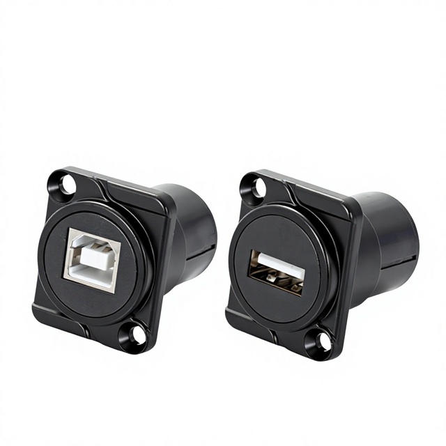 USB 2.0 RoHS Certified Panel Mount Printer Data Cable Type B Type Straight-Through Solderless Dual-Pass Network Module