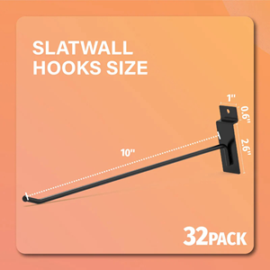 Heavy Duty slatwall <b>hooks</b> 8inch Iron Vinyl Coated <b>Display</b> <b>Hook</b> Durable Easy Install 30lbs Capacity Black Slatwall Storage OEM - Product Image 4