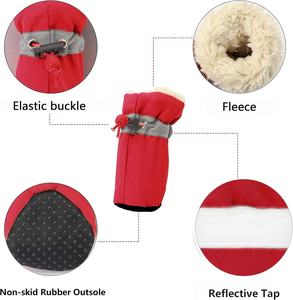 Chaussons de <span class=keywords><strong>neige</strong></span> chauds en polaire 4 pièces pour chiot avec bande réfléchissante semelle en caoutchouc antidérapante pour petits chiens de taille moyenne - Product Image 4