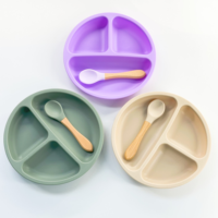Ensemble de repas en silicone de qualité alimentaire sans BPA Aierdi pour bébés et tout-petits, design moderne, assiette à ventouse incassable avec couvercle
