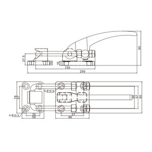 헤비 듀티 3000kg 최대 보유 용량 퀵 릴리스 토글 래치 유형 40380 조정 가능한 클램프 목공 용 아연 도금 강판 - Product Image 2