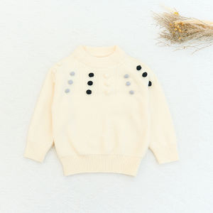 Automne hiver filles trois couleurs <span class=keywords><strong>boule</strong></span> ronde <span class=keywords><strong>col</strong></span> décoration <span class=keywords><strong>pull</strong></span> en tricot filles chandails - Product Image 5