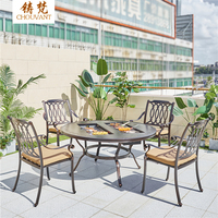 Meubles de jardin modernes, tables et chaises de salle à manger en aluminium coulé pour barbecue, finition thermolaquée, pour hôtel, villa, cour, parc