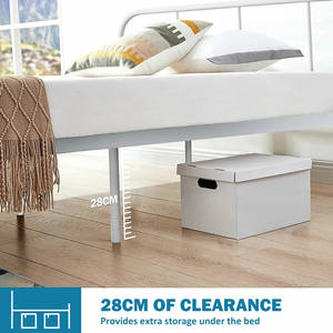 Queen Bed Frame Base Plate-forme Matelas Fondation Métal Blanc Chambre Meubles Simple Moderne Pleine Chambre Métal Acier Tube <span class=keywords><strong>GDLT</strong></span> - Product Image 3