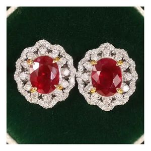 Pendientes Xinfly de Oro Puro 18k Au750 con Rubí Natural de Mozambique de 1.1ct y Diamantes de 0.24ct, Joyería de Moda - Product Image 1