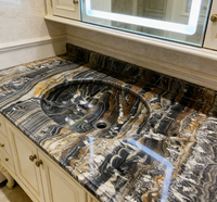Batu Alam Mewah Brazil Blue Starry Sky Quartzite Slab untuk Meja Dapur, Ubin Lantai, Panel Dinding, Latar Belakang Kamar Mandi