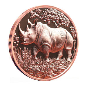 1 Troy Ounce 999 Tembaga Murni Medali Bulat 3D Relief Tinggi Motif Hewan Badak Satwa Liar Harga Grosir Pabrik Medali Bulat Badak - Product Image 2