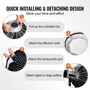 DB Wholesale Boîte à lumière parabolique de 33 pouces Libération rapide et pliage de l'éclairage photographique portable - Product Image 4
