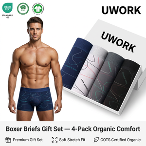 Boxer da <span class=keywords><strong>Uomo</strong></span> a Vita Bassa di Alta Qualità, Confezione da 4, Traspiranti, Antibatterici 5A, Senza Cuciture, <span class=keywords><strong>per</strong></span> Uso Quotidiano - Product Image 1