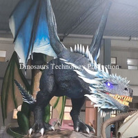 Modèle d'animatronique de dragon bleu glacé mythique à vendre, grand modèle sur le thème des animaux pour parc à thème