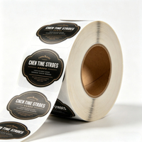 Autocollants cosmétiques de luxe en vinyle auto-adhésifs, imprimés sur mesure, avec cadre orné estampé or noir, imperméables, écologiques et de qualité supérieure