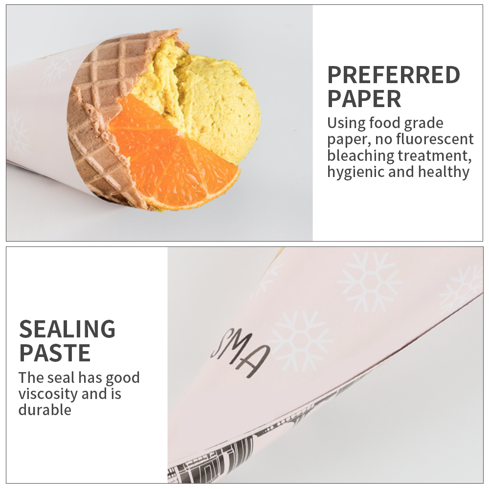 disposable wholesale custom printed paper ice cream cone sleeve waffle cone cups packaging with logo