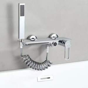 Robinet de douche à main de pluie chromé moderne mitigeur mural pour baignoire robinet de sterne sanitaire en laiton salle de bain d'hôtel - Product Image 1