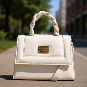 Bolso bandolera Fana Linda Nicole de piel sintética blanca con decoración de cadena, bolso informal impermeable para mujer, para todas las estaciones - Product Image 2