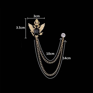 Rétro Strass Alliage Gland Aigle Broche Pas Cher Hommes Femmes Style Placage Revers Corsage Cristal Strass Broche Avec Chaîne - Product Image 3