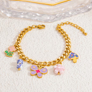 SUMMLY tendencia al por mayor personalizado forma de flor fina 18K chapado en oro pulsera colgante de acero inoxidable joyería de moda - Product Image 6