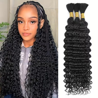 Lot de Cheveux Vierges de Haute Qualité pour Tressage, Vente en Gros, 100% Cheveux Humains Bruts Brésiliens Ondulés Profonds, Extensions Crépues pour Tressage en Vrac