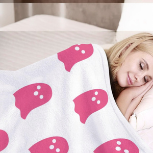 Manta de Felpa con Estampado de Fantasma Rosa, Rectangular, Antipilling, Decoración para el Hogar, Estilo Otoñal, Diseño Simple, Lavable a Máquina - Product Image 3