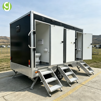 Remorque de toilettes mobiles GoEasy pour chantier, avec plusieurs cabines, solution sanitaire portable pour les travailleurs
