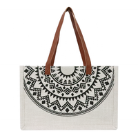 Sac fourre-tout en toile brodé grande capacité pour femme, style ethnique, polyvalent, pour l'hiver, l'été, l'automne, idéal pour les trajets quotidiens, porté épaule ou croisé