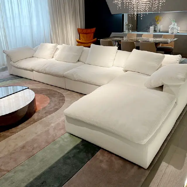 RH Cloud Cloud sofa down fabric sofa Italian light luxury linen combination large villa living room furniture