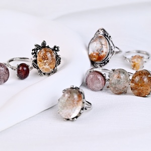 Bague en <span class=keywords><strong>quartz</strong></span> de jardin naturel en gros, bijoux vintage réglables, bague en cristal pour femme, pour cadeau - Product Image 2