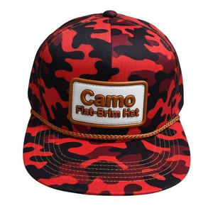 Gorra de béisbol de 5 paneles con parche de cuero, camuflaje, visera plana, lona personalizada, cierre snapback, cuerda, deportiva, para exteriores, elegante, hip hop, rendimiento, moda - Product Image 3
