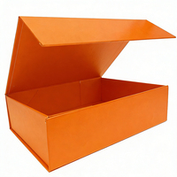 Boîte cadeau pliable magnétique orange écologique avec logo personnalisé, doublure en éponge, emballage en papier rigide de luxe pour cosmétiques et vêtements