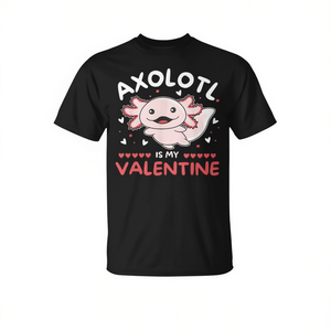 T-shirt con design ispirato all'axolotl per San Valentino - Abbigliamento promozionale con stampa 'Il mio axolotl è il mio valentino' - Product Image 3