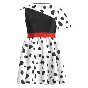Offre Spéciale noir et blanc <span class=keywords><strong>Cruella</strong></span> <span class=keywords><strong>Deville</strong></span> dalmatiens fille robe de soirée anniversaire film Cosplay costumes pour enfants vêtements - Product Image 5