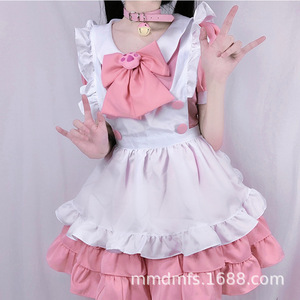 Costume de demoiselle d'honneur rose avec nœud en forme de patte de chat, tenue de cosplay Alice pour femmes, robe de scène, printemps 2025 - Product Image 1