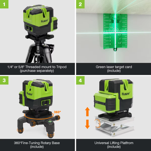 Nivel láser autonivelante <span class=keywords><strong>Huepar</strong></span> LS11G 4V1H Nivel láser rotativo de línea cruzada OSRAM de <span class=keywords><strong>360</strong></span> grados - Product Image 2