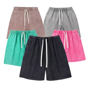 Logotipo personalizado Streetwear Cargo Running Cintura elástica Algodón Baloncesto Deportes Pantalones cortos para hombres Pantalones cortos lavados Lavado ácido Pantalones cortos Jogger - Product Image 1