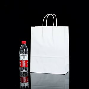 Custom Eco-Friendly White Kraft Paper <b>Bags</b> Twisted Handle Recyclable Printed Logo Personalized Cheap Customized Size <b>Take</b> <b>Away</b> - Product Image 1