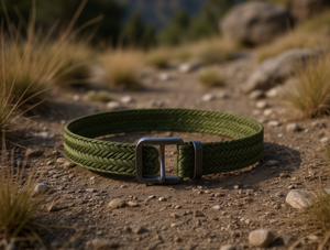 Cinturón Tejido para Hombre de 4.0cm x 125cm, Color Verde Militar, Hebilla de Hierro, Cinturón de Tela con Hilo - Product Image 2