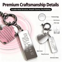 Porte-clés en métal personnalisé avec cœur et étiquette, porte-clés gravé avec logo OEM, breloque promotionnelle d'entreprise en gros pour sacs, directement de l'usine
