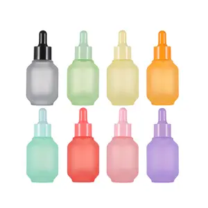 Garrafa de lanterna para macaron, garrafa de vidro colorida, 30ml, estoque, garrafa de vidro, para essência, óleo essencial