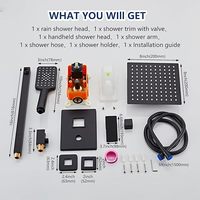 Système de Douche Carré Noir Mat Encastré avec Pomme de Douche Pluie et Douchette à Main, Ensemble Complet pour Hôtel et Mitigeur