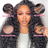 Perruque frontale HD en dentelle, cheveux humains, sans colle, bouclés birmans, cuticules alignées, pour femmes noires