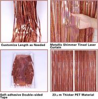 Service personnalisé Jucai Laser Wave Tinsel Foil Fringe Curtains Pink Metallic New Year