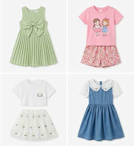 Conjunto de Ropa Floral Premium Summer Profit King para Niñas, 180g, Algodón Puro, Transpirable, Listo para Enviar - Product Image 1