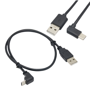 Fabrika USB 2.0 A-Erkek - Tip-C 90 Derece/Yan Bükümlü 3A Hızlı Şarj 1 Metre Kablo, Saf Bakır İletken ve PVC Kılıflı - Product Image 1
