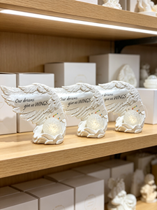 Figurine d'ange <span class=keywords><strong>en</strong></span> résine avec lumière LED, décoration d'intérieur inspirante, lampe aile d'ange avec citation inspirante, cadeau, décoration ailes de rêve - Product Image 4
