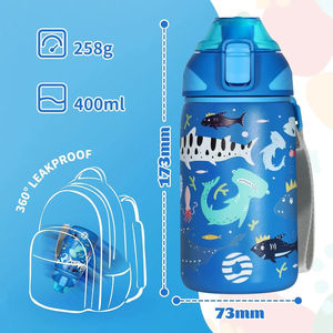 FEIJIAN 400ML enfants sans BPA forme plate bouteille d'eau thermique Portable voyage école gravé bouteille pour garder l'eau froide - Product Image 4
