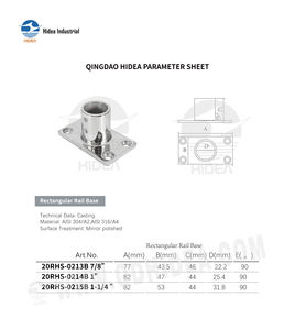 Base de balustrade rectangulaire en acier inoxydable de qualité <span class=keywords><strong>marine</strong></span> AISI 304/316, poli miroir, moulé par investissement, pour bateau HIDEA - Product Image 2