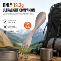 Fourchette-cuillère 2 en 1 en titane pur, couverts de camping ultralégers, vaisselle de randonnée en plein air, OEM