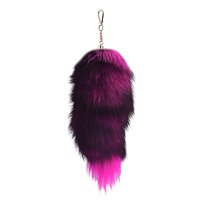 Pendentif en fourrure de renard de 30 cm pour Halloween, queue bleue argentée, accessoires en fourrure véritable pour sacs de femme